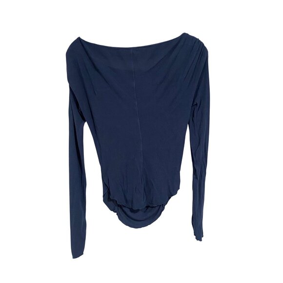 Free People‎ Night We Met Off Shoulder Long Sleeve Blue Top Size S - Picture 4 of 7